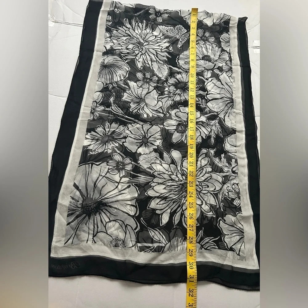 Brighton Women’s 100% Silk Scarf - Black & White Floral